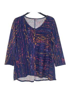Escape by Habitat Dotted Paint Splatter Boxy Seam Front Top Sz LG Artsy